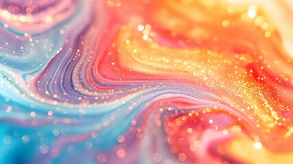 Colorful marbling, sparkling wave movement background