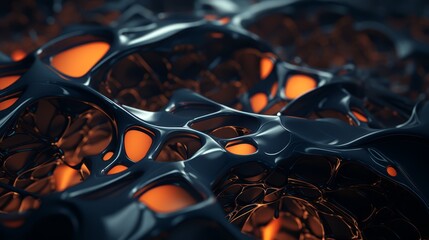 Modern 3D abstract nanostructures, dark with tech enhancements, futuristic feel