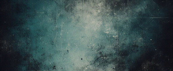 Fototapeta premium dark blue background texture with black vignette in old vintage grunge textured border design dark elegant teal color wall with light spotlight center