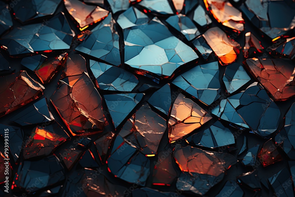 Fototapete Detailed view of a vibrant mosaic pattern, showcasing intricate tile work in various colors and shapes