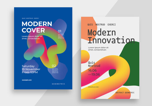 Modern Event Posters Layout with Gradients Shapes