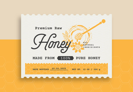 Honey Vintage Label Layout for Beekeeping Products Package