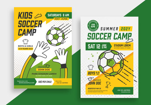 Soccer Kids Camp Sport Poster Layout Design