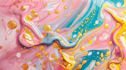 Colorful Liquid Paint Marbling Wave Background