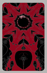 Ouroboros, serpent or dragon eating its own tail. Tarot cards back design, back side
