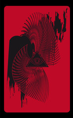 All-seeing eye. Masonic symbols. Tarot cards back design, back side
