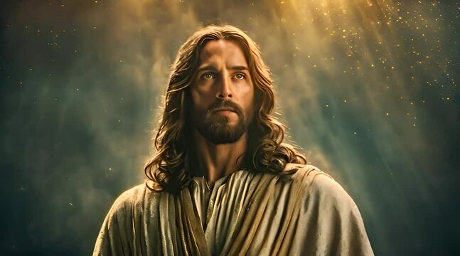 Abstract Divinity A Digital Painting of Jesus Christ with Grunge Background