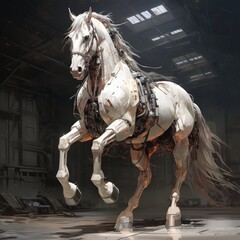 mechanical white horse
