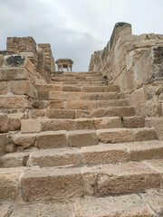 Fototapeta na wymiar Ancient stairs in the ancient Greek-Roman city of Cibyra in Burdur, Turkey. 