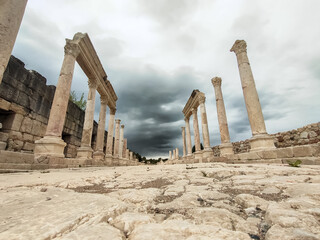 Ancient agora, bazaar in the ancient Greek Roman city of Cibyra in Burdur, Turkey.