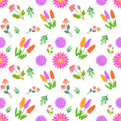 seamless pattern flower and leaves for background, backdrop, wallpaper, clothes