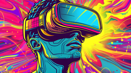 Naklejka premium a human wearing a&nbsp;vr