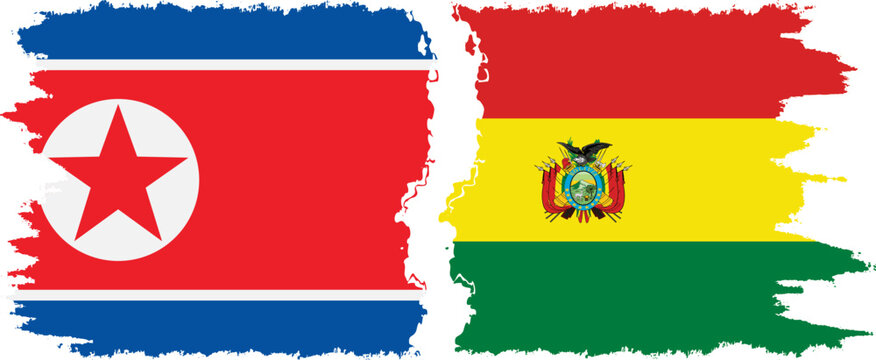 Bolivia and North Korea grunge flags connection vector