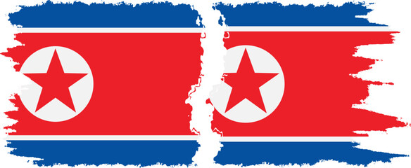 North Korea and North Korea grunge flags connection vector