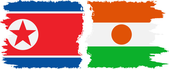 Niger and North Korea grunge flags connection vector