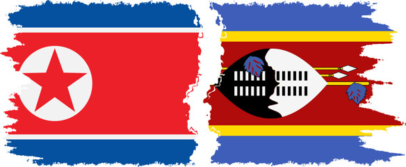 eSwatini and North Korea grunge flags connection vector