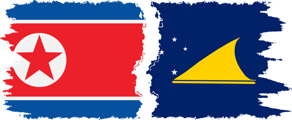 Tokelau and North Korea grunge flags connection vector