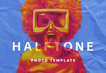 Retro Acid Halftone Photo Effect Mockup With Generative AI - obrazy, fototapety, plakaty