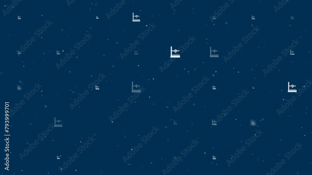 Poster template animation of evenly spaced small 3d printer symbols of different sizes and opacity. animati