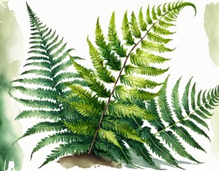 drawing of fern plant leaves on white background