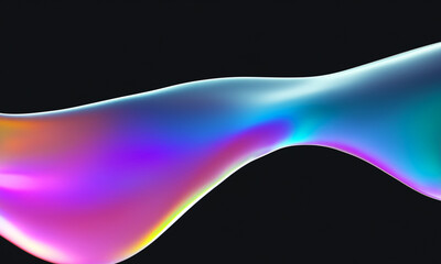 glossy holographic wave on black background