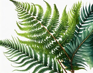 Fototapeta na wymiar drawing of fern plant leaves on white background