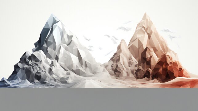 Mountain Peak and the Snowy Mountains are divided against a white backdrop. Illustrations .