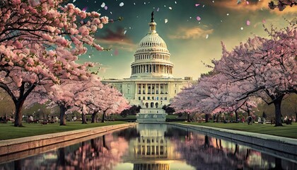Capitol Charm: Springtime at the USA Congress in Washington D.C. - obrazy, fototapety, plakaty