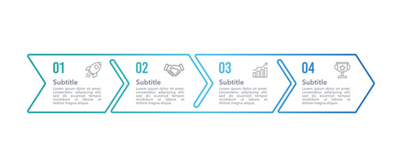 Infographic Arrows 4 steps moving forward. Business presentation. Vector illustration.