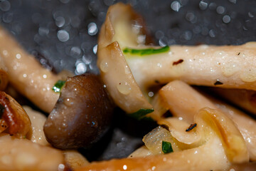 Roasted with onion white and brown shimeji edible mushrooms native to East Asia, buna-shimeji is...