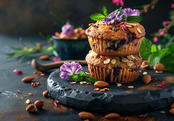 organic vegan berry muffins, healthy dessert food recipie 