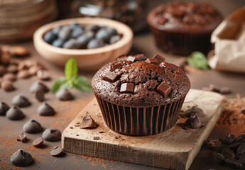 organic gluten free chocolate muffins, healthy dessert food recipie 