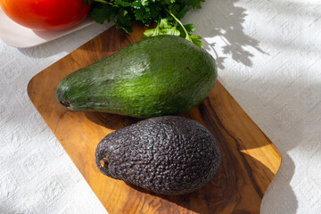 Ripe green organic avocados ready to eat, Fuerteventura, Canary islands, Spain