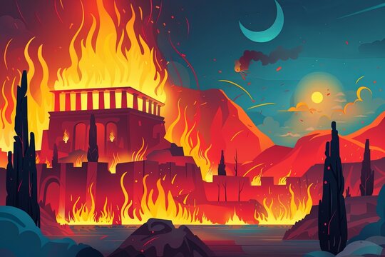 Fall of Troy in Flames