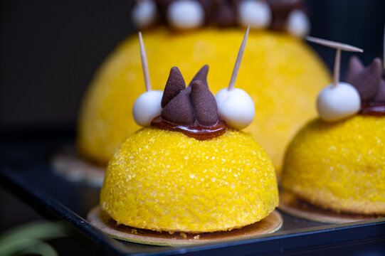 Polenta e Osei di Bergamo Alta most renowned sweet specialty of Bergamo&rsquo;s cuisine, made from sponge cake, chocolate, butter, hazelnut creams and rum