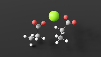 calcium propanoate molecular structure, food additive e282, ball and stick 3d model, structural chemical formula with colored atoms