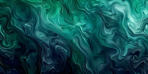 Poster Noisy gradient from emerald green to navy blue, deep and mysterious, ideal for luxury packaging or high-end cosmetic products © Abstract Delusion