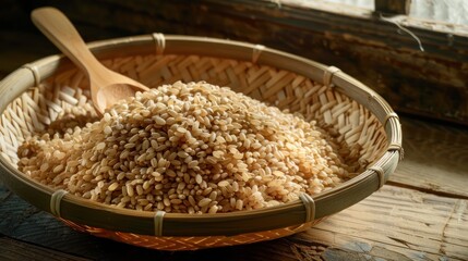 macro image brown rice bamboo