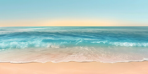 Soft gradient from sandy beige to ocean blue, calm and beachy, suitable for summer resort wear or seaside accessories