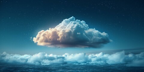 b'A beautiful cloudscape with a glowing cloud in the center' - obrazy, fototapety, plakaty