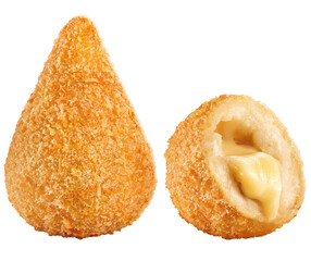 coxinha de frango e bolinha de queijo isolado em fundo transparente