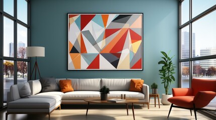 b'A Stylish Living Room with Modern Art'