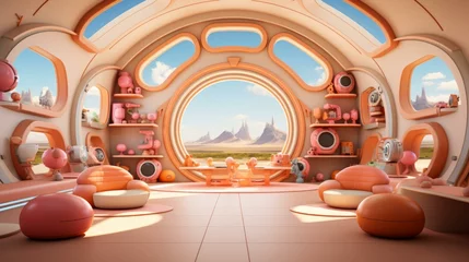 Poster b'The interior of a futuristic house on Mars' © Molostock