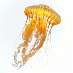 b'An illustration of a jellyfish with orange and white colors'