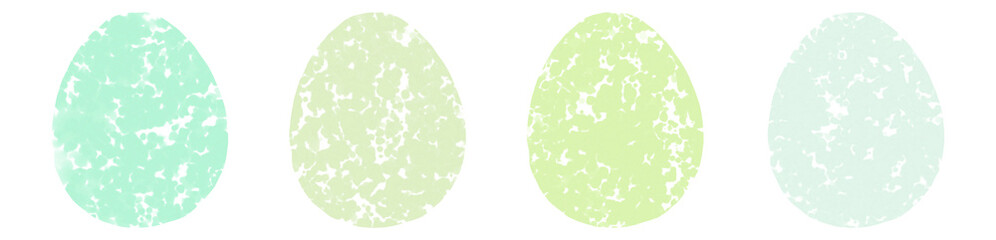 Collection of watercolor hand drawn easter eggs on white background