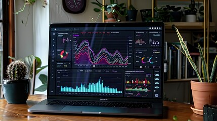 Graphs and charts on a screen - obrazy, fototapety, plakaty