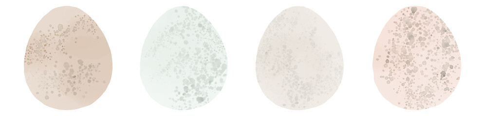 Collection of watercolor hand drawn easter eggs on white background