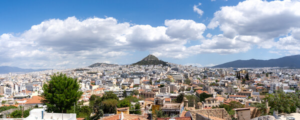 Vue panoramique sur Athènes et le mont Lycabette
