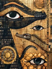 Ancient Egyptian Symbols and Aquatic Creatures in Mythological Art
