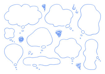 シンプルな吹き出しセット　もやもや　手描き